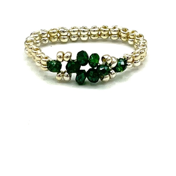 HAND CRAFTED Beaded Aqua Crystal Ring - Picture 3 of 3